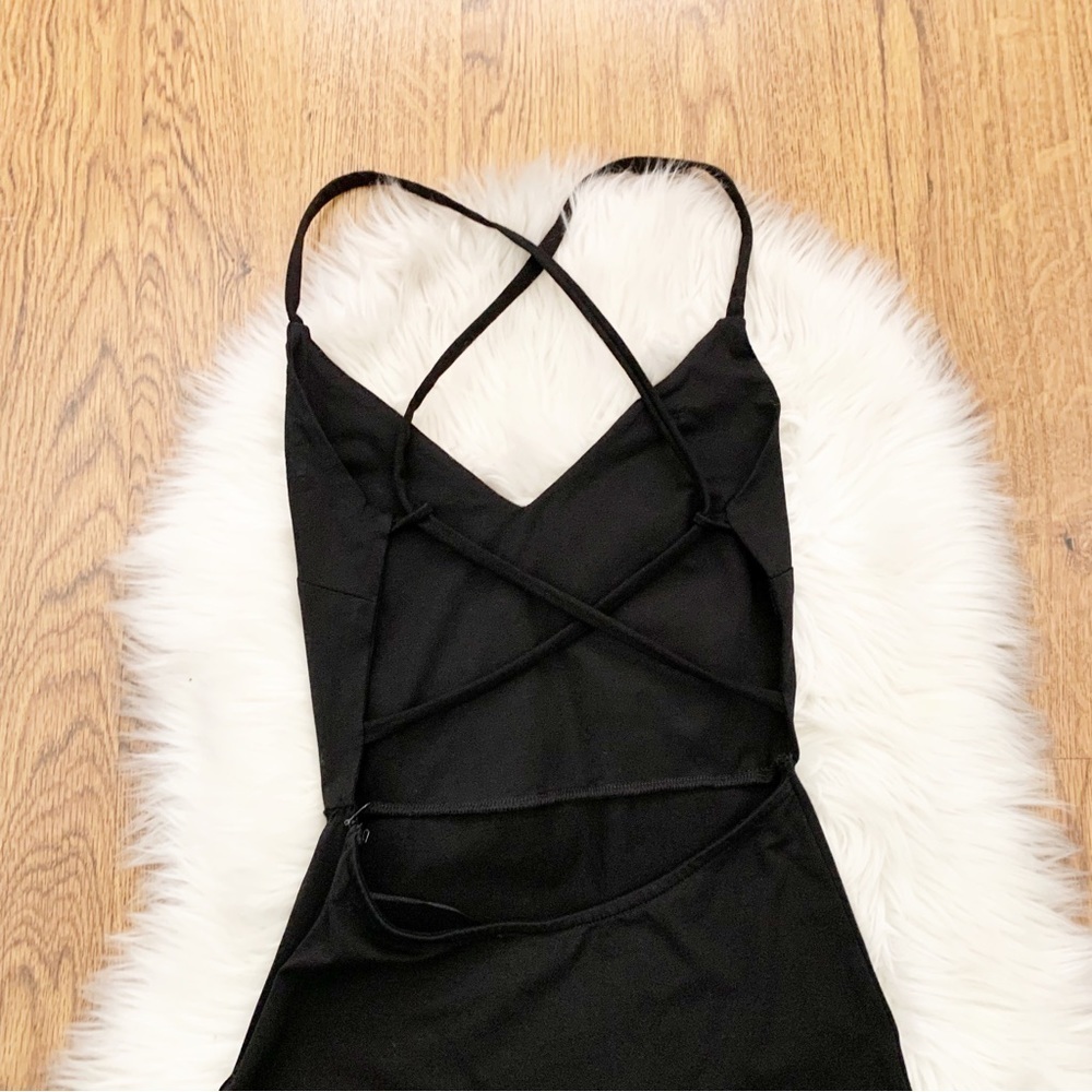 Superdown Black Fitted Back Straps Sexy Little Black Dress Size Small - Picture 8 of 9